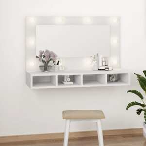 vidaXL Zrkadlová skrinka s LED biela 90x31,5x62 cm