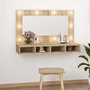 vidaXL Zrkadlová skrinka s LED farba dubu sonoma 90x31,5x62 cm