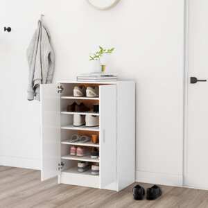 vidaXL Skrinka na topánky biela 60x35x92 cm drevotrieska