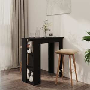 vidaXL Barový stôl s poličkou čierny 102x50x103,5 cm drevotrieska