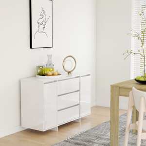 vidaXL Komoda s 3 zásuvkami lesklá biela 120x41x75 cm drevotrieska