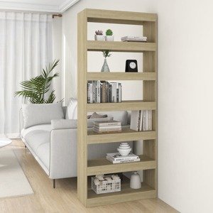 vidaXL Knižnica/deliaca stena dub sonoma 80x30x198 cm drevotrieska