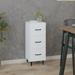 vidaXL Komoda biela 34,5x34x90 cm spracované drevo