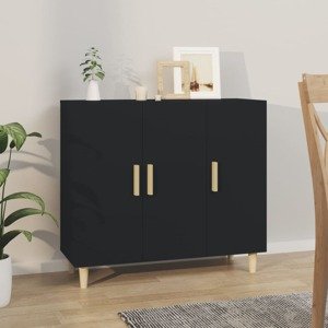 vidaXL Komoda čierna 90x34x80 cm kompozitné drevo