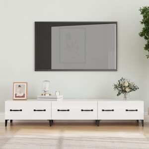 vidaXL TV skrinka lesklá biela 150x34,5x30 cm spracované drevo
