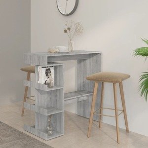 vidaXL Barový stolík s úložným regálom sivý dub sonoma 100x50x101,5 cm polyratan