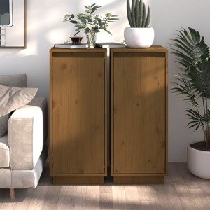 vidaXL Komody 2 ks medovo-hnedé 31,5x34x75 cm borovicový masív