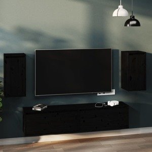 vidaXL Nástenné skrinky 2 ks čierne 30x30x60 cm masívna borovica