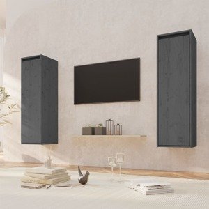 vidaXL Nástenné skrinky 2 ks sivé 30x30x100 cm masívna borovica