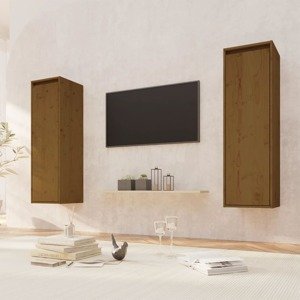 vidaXL Nástenné skrinky 2ks medovo-hnedé 30x30x100 cm masívna borovica