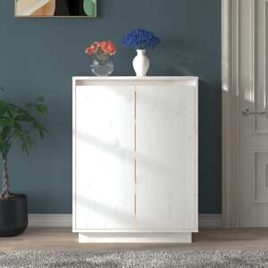 vidaXL Skrinka na topánky biela 60x35x80 cm masívna borovica