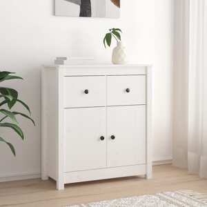 vidaXL Komoda biela 70x35x80 cm borovicový masív