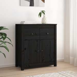 vidaXL Komoda čierna 70x35x80 cm borovicový masív