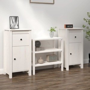 vidaXL Komody 2 ks biele 40x35x80 cm borovicový masív