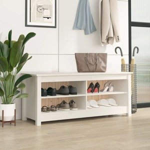 vidaXL Skrinka na topánky biela 110x38x45,5 cm masívna borovica