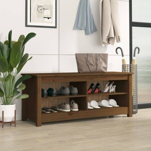 vidaXL Skrinka na topánky medovo-hnedá 110x38x45,5 cm masívna borovica