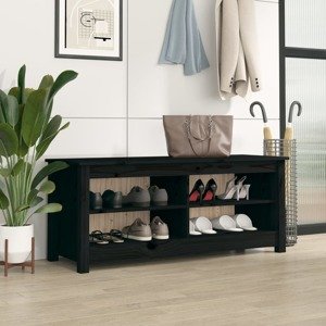 vidaXL Skrinka na topánky čierna 110x38x45,5 cm masívna borovica