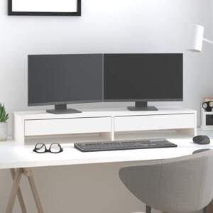 vidaXL Stojan na monitor biely 100x27x15 cm masívna borovica