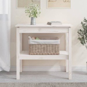 vidaXL Konzolový stolík biely 80x40x75 cm masívne borovicové drevo