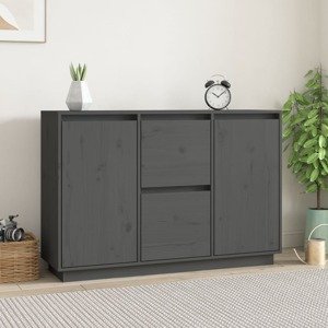 vidaXL Komoda sivá 111x34x75 cm borovicový masív