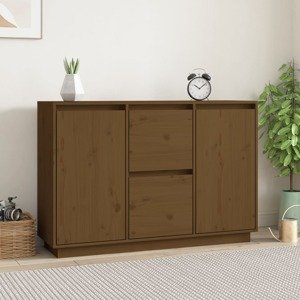 vidaXL Komoda medovo-hnedá 111x34x75 cm masívne borovicové drevo