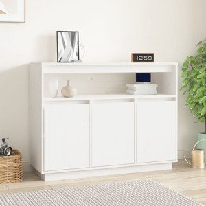 vidaXL Komoda biela 104,5x34x80 cm borovicový masív