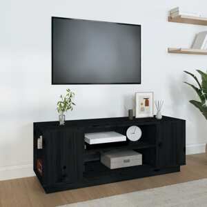 vidaXL TV skrinka čierna 110x35x40,5 cm masívna borovica