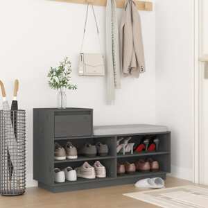 vidaXL Skrinka na topánky sivá 110x34x61 cm masívna borovica