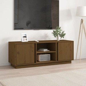 vidaXL TV skrinka medovo-hnedá 110x35x40,5 cm masívna borovica