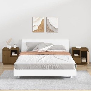 vidaXL Nočné stolíky 2 ks medovo-hnedé 50x34x50 cm borovicový masív