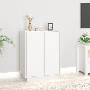 vidaXL Komoda biela 60x35x80 cm borovicový masív