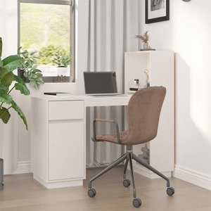 vidaXL Stolík biely 110x53x117 cm masívne borovicové drevo