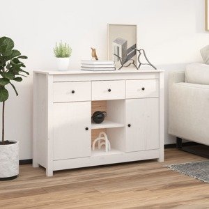 vidaXL Komoda biela 100x35x74,5 cm borovicový masív