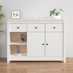vidaXL Komoda biela 100x35x74 cm borovicový masív