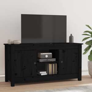 vidaXL TV skrinka čierna 103x36,5x52 cm masívna borovica