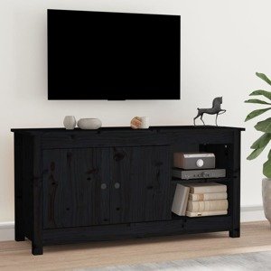 vidaXL TV skrinka čierna 103x36,5x52 cm masívna borovica