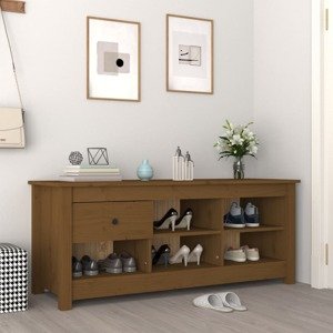 vidaXL Skrinka na topánky medovo-hnedá 110x38x45,5 cm masívna borovica