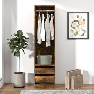 vidaXL Šatník so zásuvkami dymový dub 50x50x200 cm spracované drevo