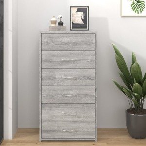 vidaXL Komoda so 6 zásuvkami sivá sonoma 50x34x96 cm spracované drevo