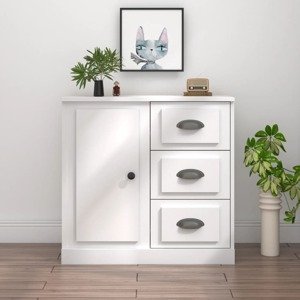 vidaXL Komoda biela 70x35,5x67,5 cm spracované drevo