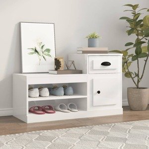 vidaXL Botník lesklý biely 100x42x60 cm kompozitné drevo