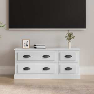vidaXL TV skrinka lesklá biela 100x35,5x45 cm kompozitné drevo