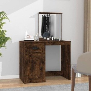 vidaXL Toaletný stolík so zrkadlom dymový dub 90x50x132,5 cm drevo