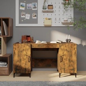 vidaXL Stôl dymový dub 140x50x75 cm spracované drevo