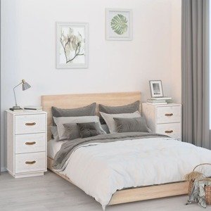 vidaXL Nočné stolíky 2 ks biele 40x40x75 cm masívne borovicové drevo