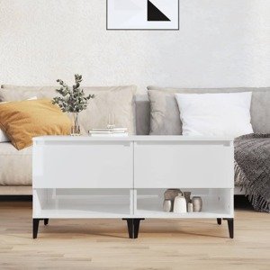 vidaXL Bočné stolíky 2 ks vysoký lesk biele 50x46x50 cm spracov. drevo