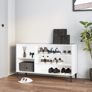 vidaXL Botník lesklý biely 102x36x60 cm spracované drevo