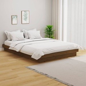 vidaXL Posteľný rám medovohnedý masívne drevo 135x190cm 4FT6 dvojlôžko