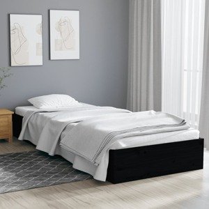 vidaXL Posteľný rám čierny masívne drevo 75x190cm 2FT6 malé jednolôžko