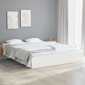 vidaXL Posteľný rám biely masívne drevo 135x190 cm 4FT6 dvojlôžko